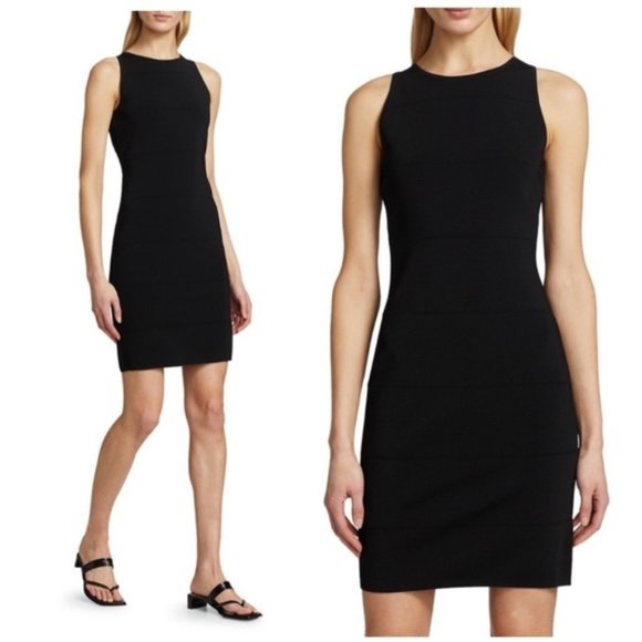 Theory Black Pointelle Dress in Stretch Knit Size L - Picture 1 of 10
